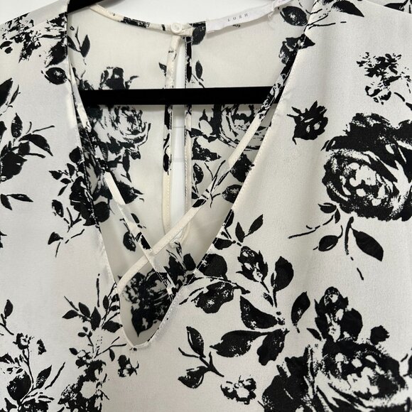 Lush All In Favor Cross Front Blouse in Ivory/Black Floral - Picture 3 of 4